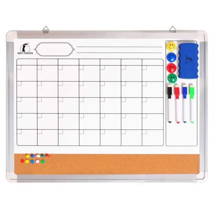 Whiteboard Calendar (Aluminium frame) – Navy Penguin